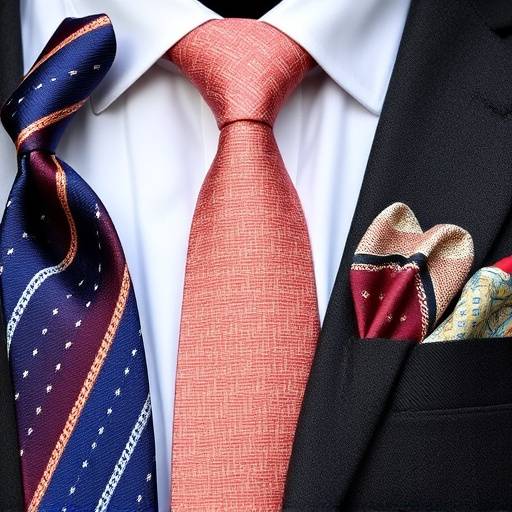 A stylish selection of classic men's ties and pocket squares in various textures and colors arranged artfully.